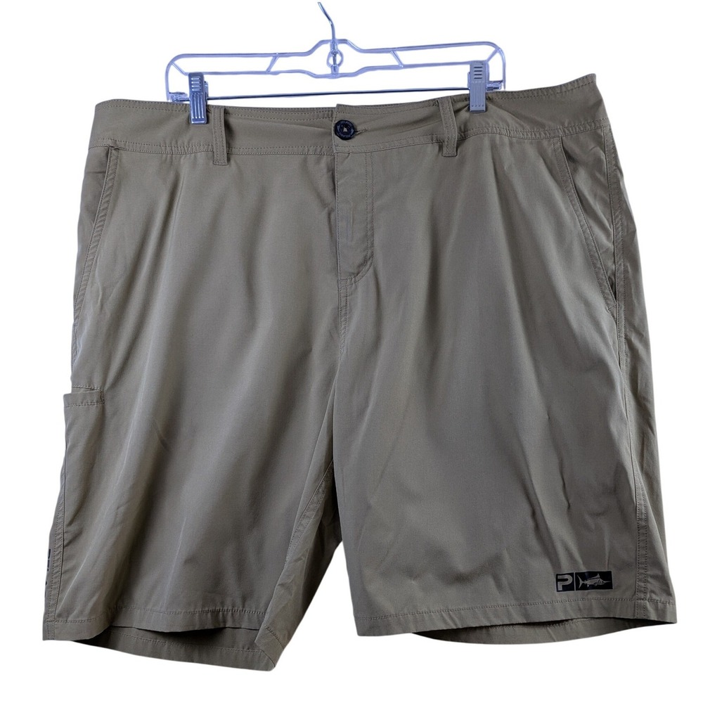 Pelagic Deep Sea Hybrid Shorts Mens 40 Khaki Fishing Board Shorts Stretch